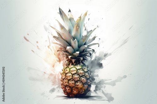A pineapple with a splash of paint on the side of it's face