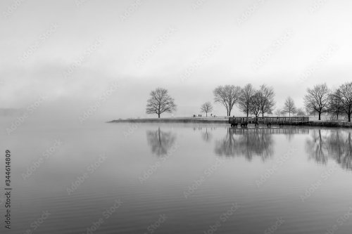 Misty morning on the lake - 901158547