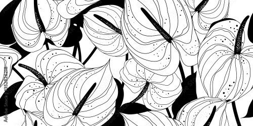 Graphic modern botanical pattern - 901158553