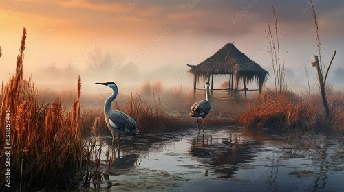 A birdwatching hideout in a wetland - 901158544