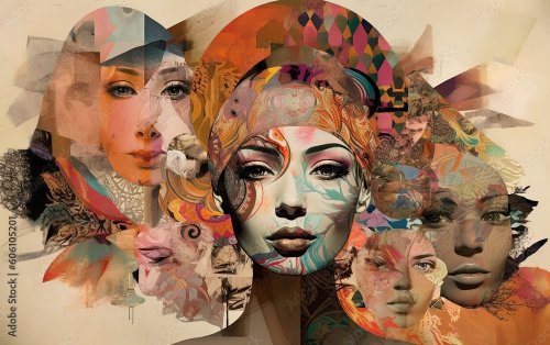 Collage abstrait qui célèbre la beauté et la diversité de l'humanité - 901158575