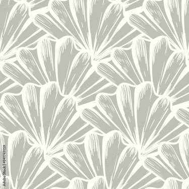 Seamless pattern nautical striped grey shells  - 901158570