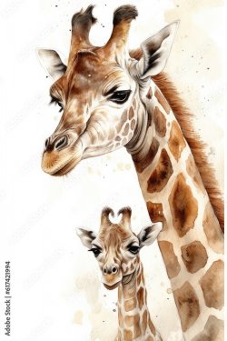 Bébé girafe avec sa maman - 901158581