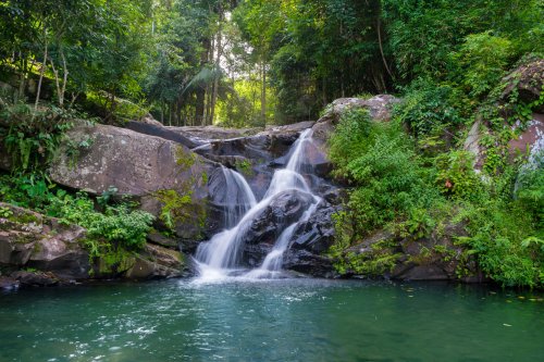 Waterfall scene at Phu Soi Dao national park in Uttaradit province Thailand