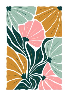 Floral abstract composition modern trendy matisse minimal style