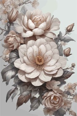 3D illustration of white flowers - 901158673