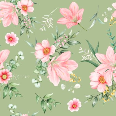 Seamless pattern beautiful flower watercolor - 901158668