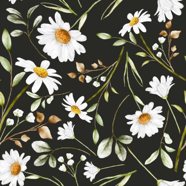 Beautiful watercolor daisy flower seamless pattern - 901158653