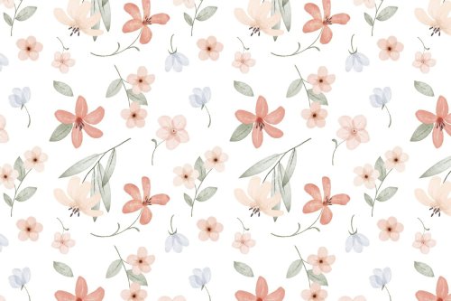 Hand painted watercolor botanical pattern - 901158659