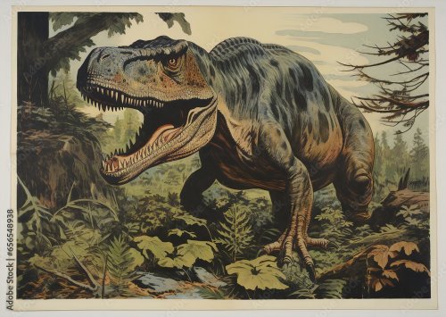 Illustration vintage d'un dinosaure - 901158692