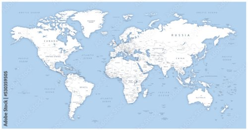 Carte du monde détaillée - illustration vectorielle. Carte du monde très déta... - 901158721