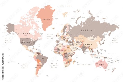 world map - all layers outlined stars-Colourful...