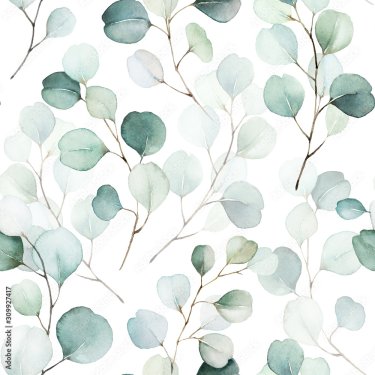 Seamless watercolor floral eucalyptus pattern