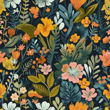 Motif floral moderne de fleurs, feuilles et plantes 2