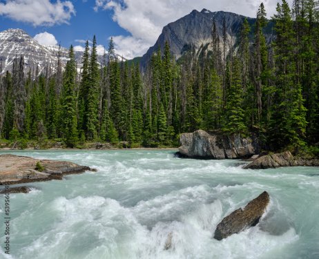 Rapids on the Kicking Horse River in Yoho National Park and the Canadian Rockies