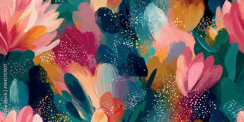 Motif floral abstrait coloré style peinture 2